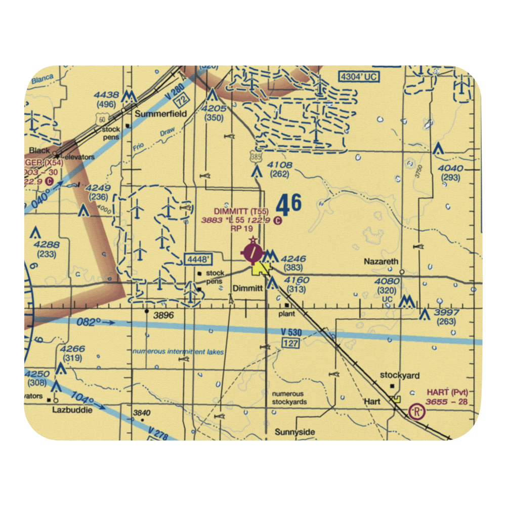 Dimmitt Municipal Airport (T55) VFR Sectional Mouse Pad 