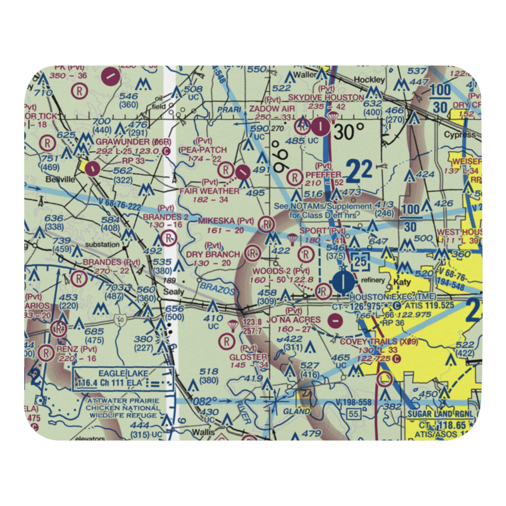 Dry Branch Ranch Airport (TS44) VFR Sectional Mouse Pad 