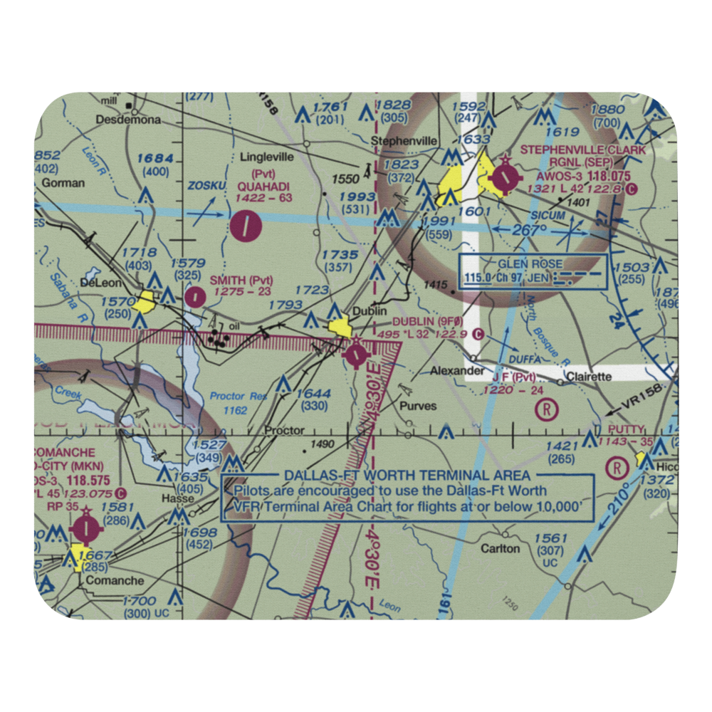 Dublin Municipal Airport (9F0) VFR Sectional Mouse Pad 