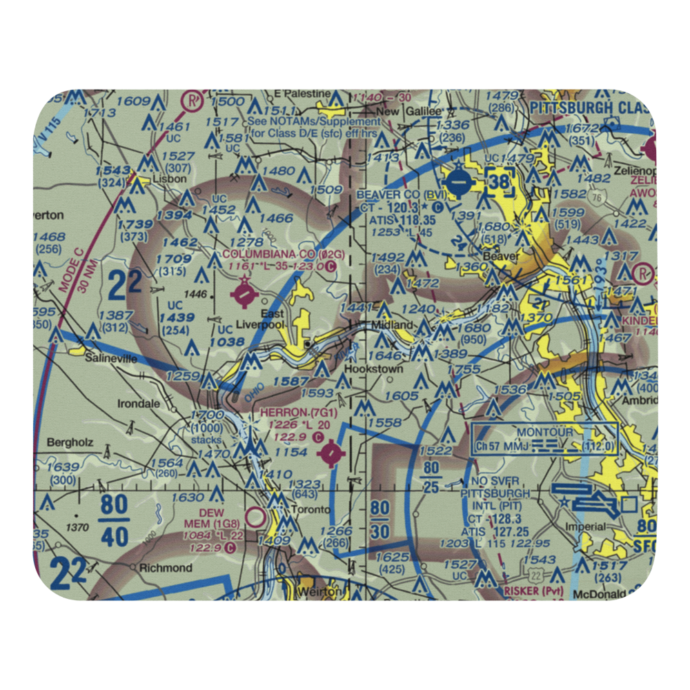 East Liverpool Seaplane Base (WV41) VFR Sectional Mouse Pad 