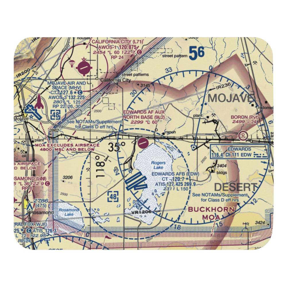 Edwards Af Aux North Base Airport (9L2) VFR Sectional Mouse Pad 