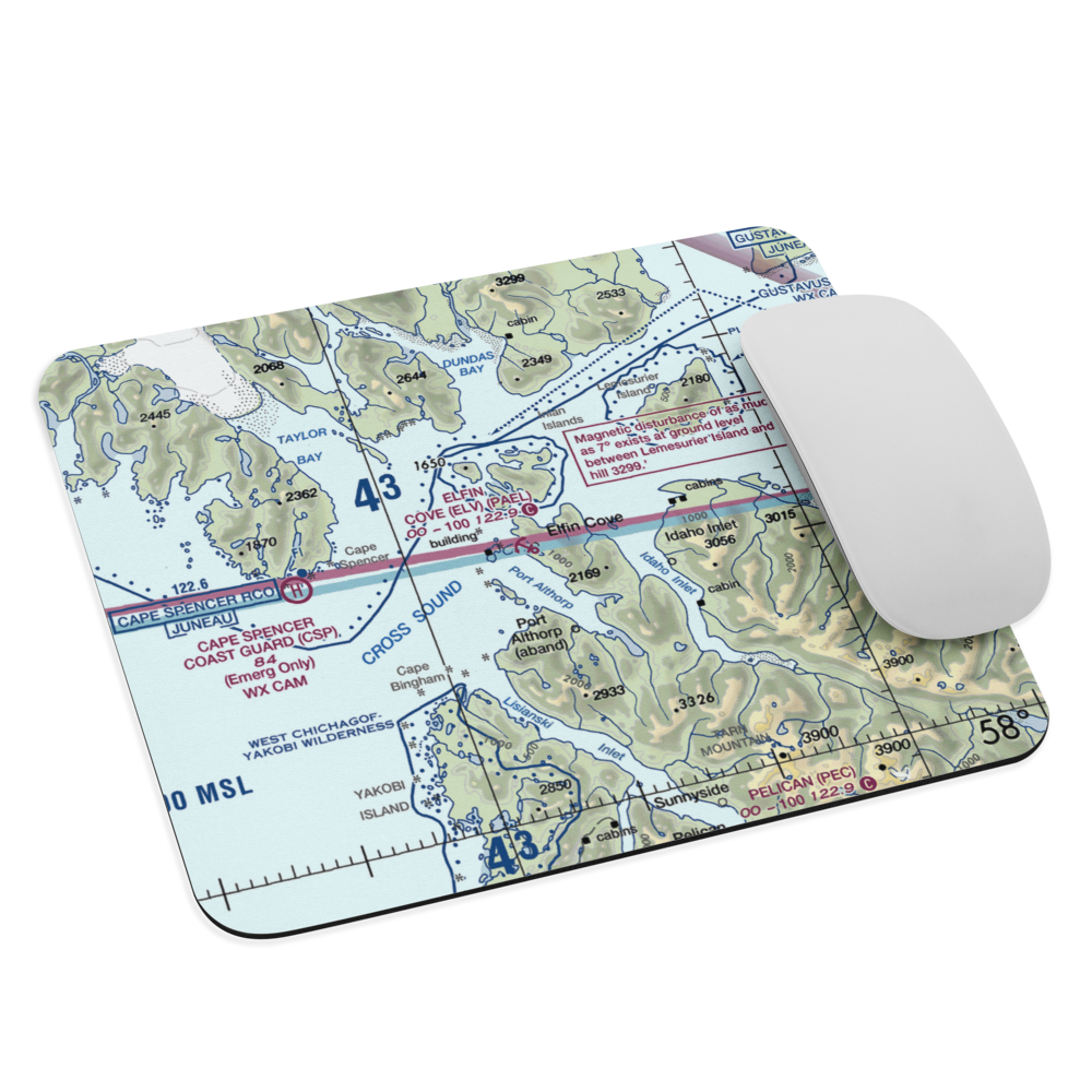 Elfin Cove Seaplane Base (ELV) VFR Sectional Mouse Pad 