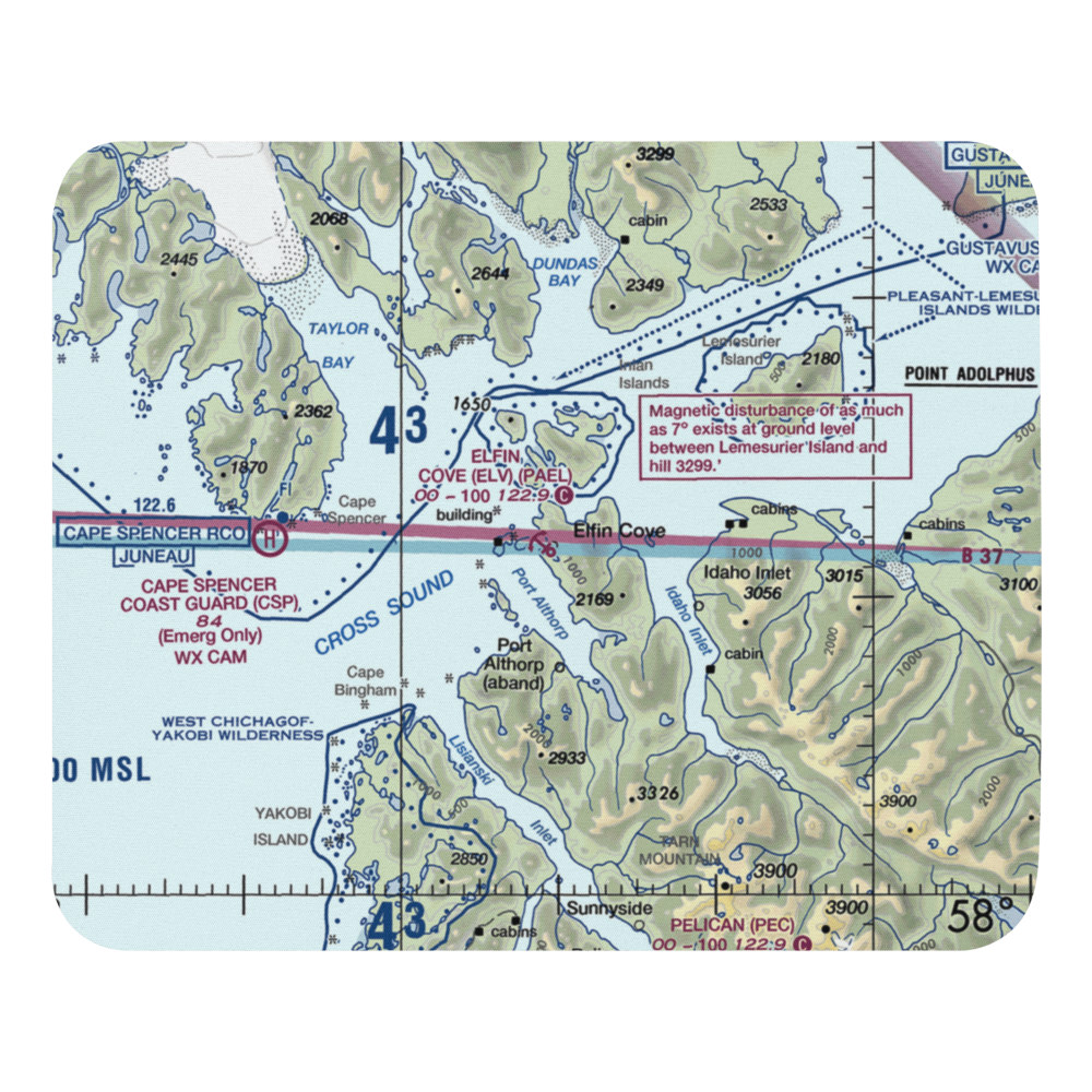 Elfin Cove Seaplane Base (ELV) VFR Sectional Mouse Pad 