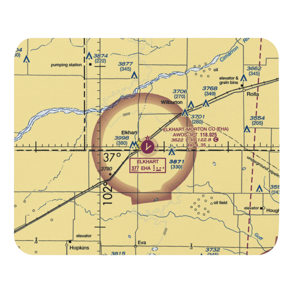 Elkhart Morton County Airport (EHA) VFR Sectional Mouse Pad 