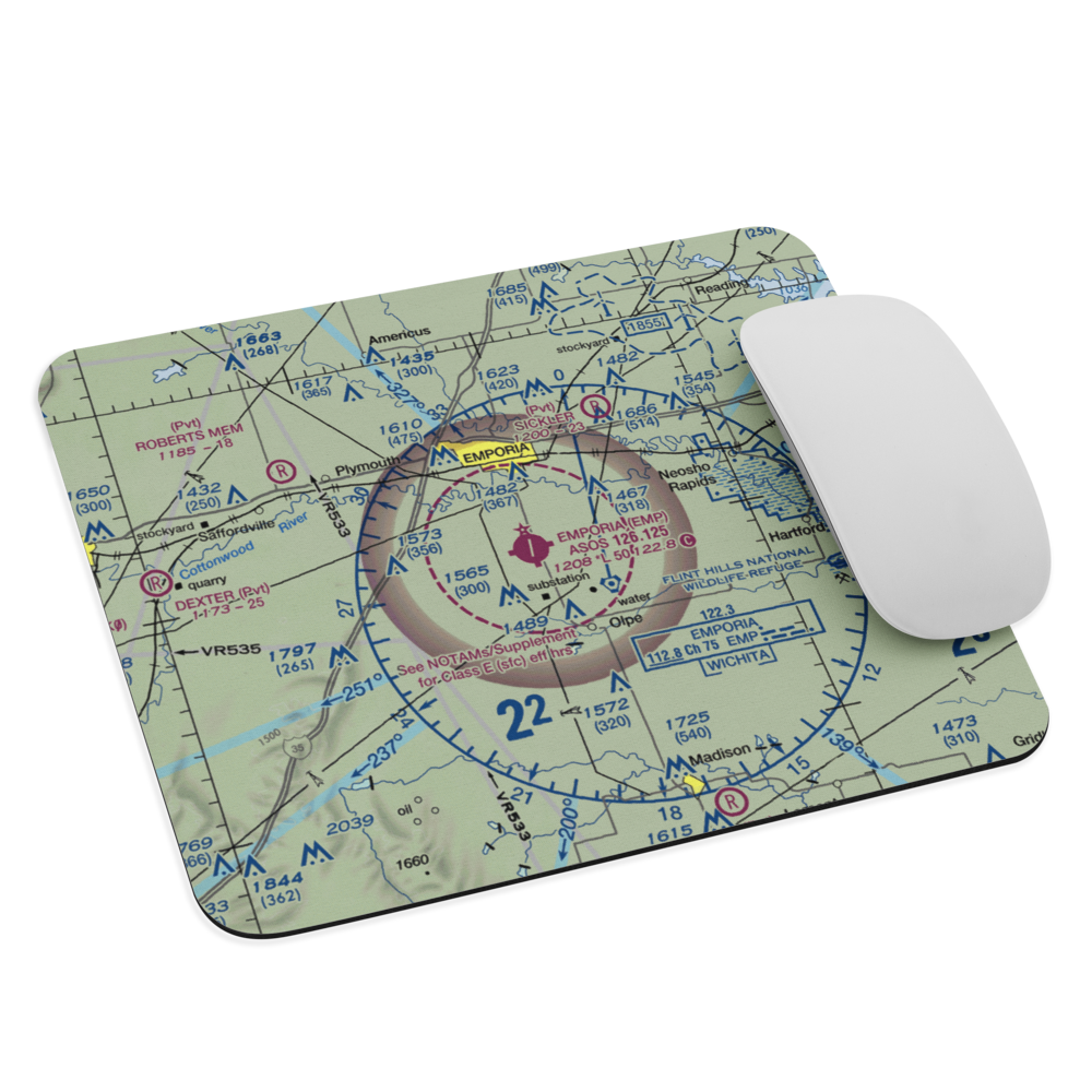 Emporia Municipal Airport (EMP) VFR Sectional Mouse Pad 