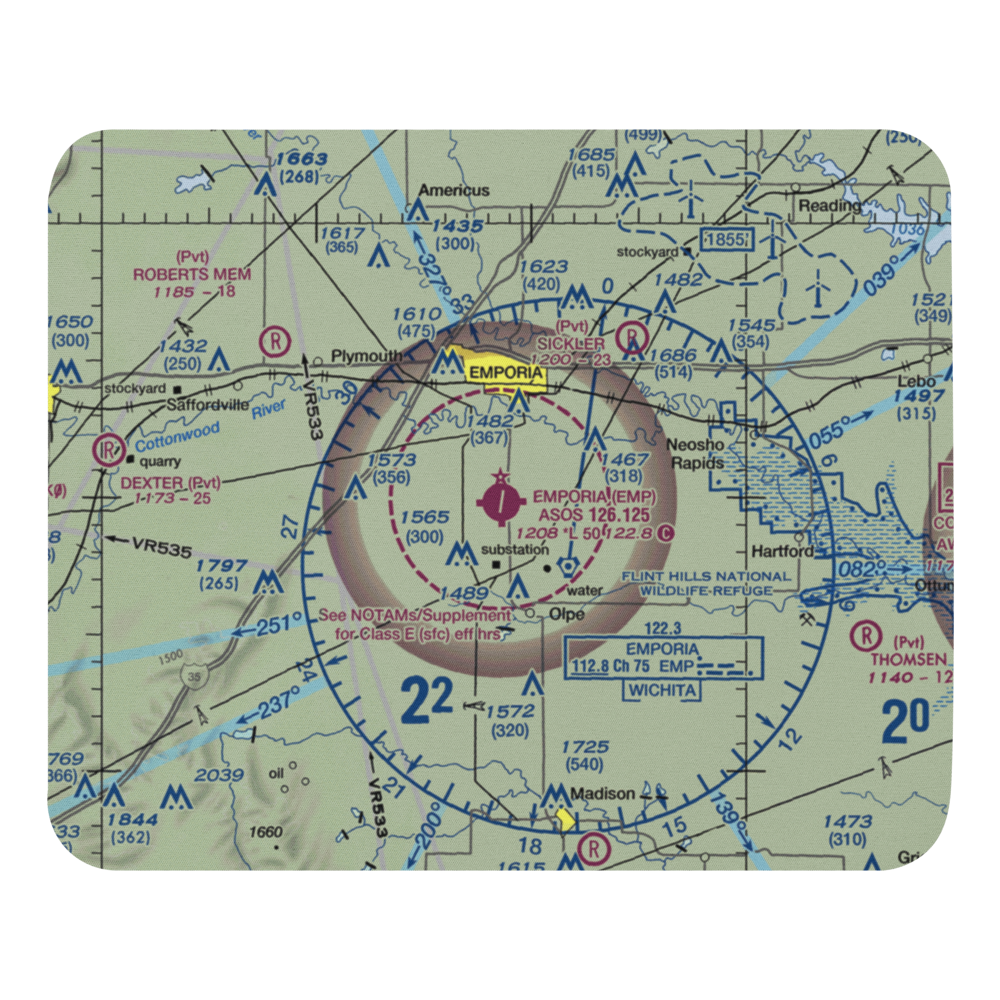 Emporia Municipal Airport (EMP) VFR Sectional Mouse Pad 