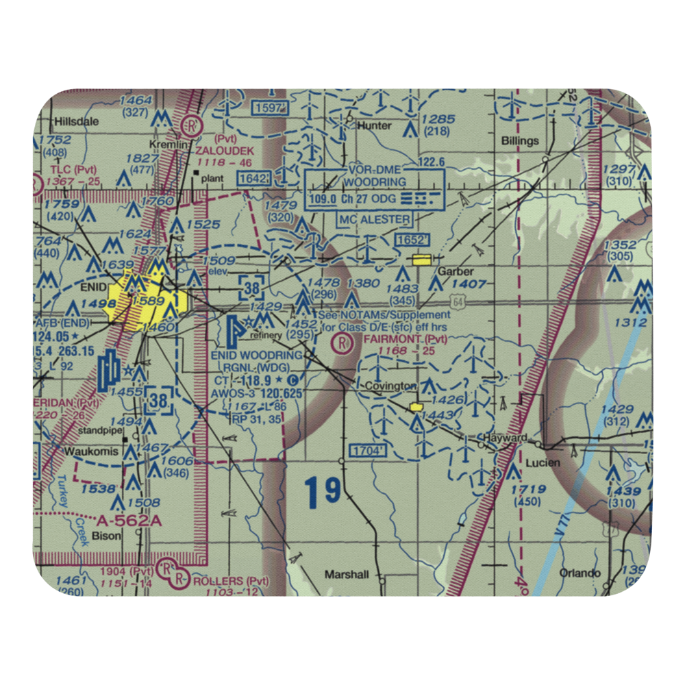 Fairmont Field Airport (1OK) VFR Sectional Mouse Pad 