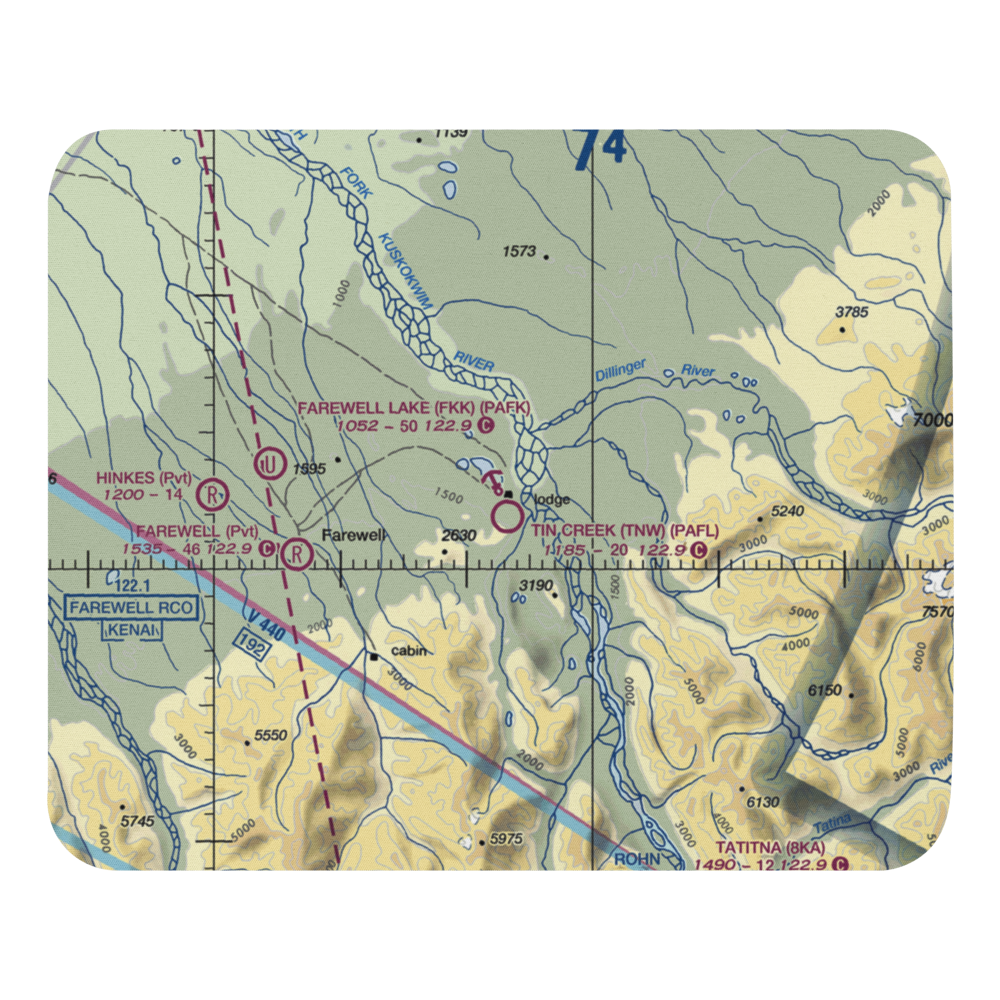 Farewell Lake Seaplane Base (FKK) VFR Sectional Mouse Pad 