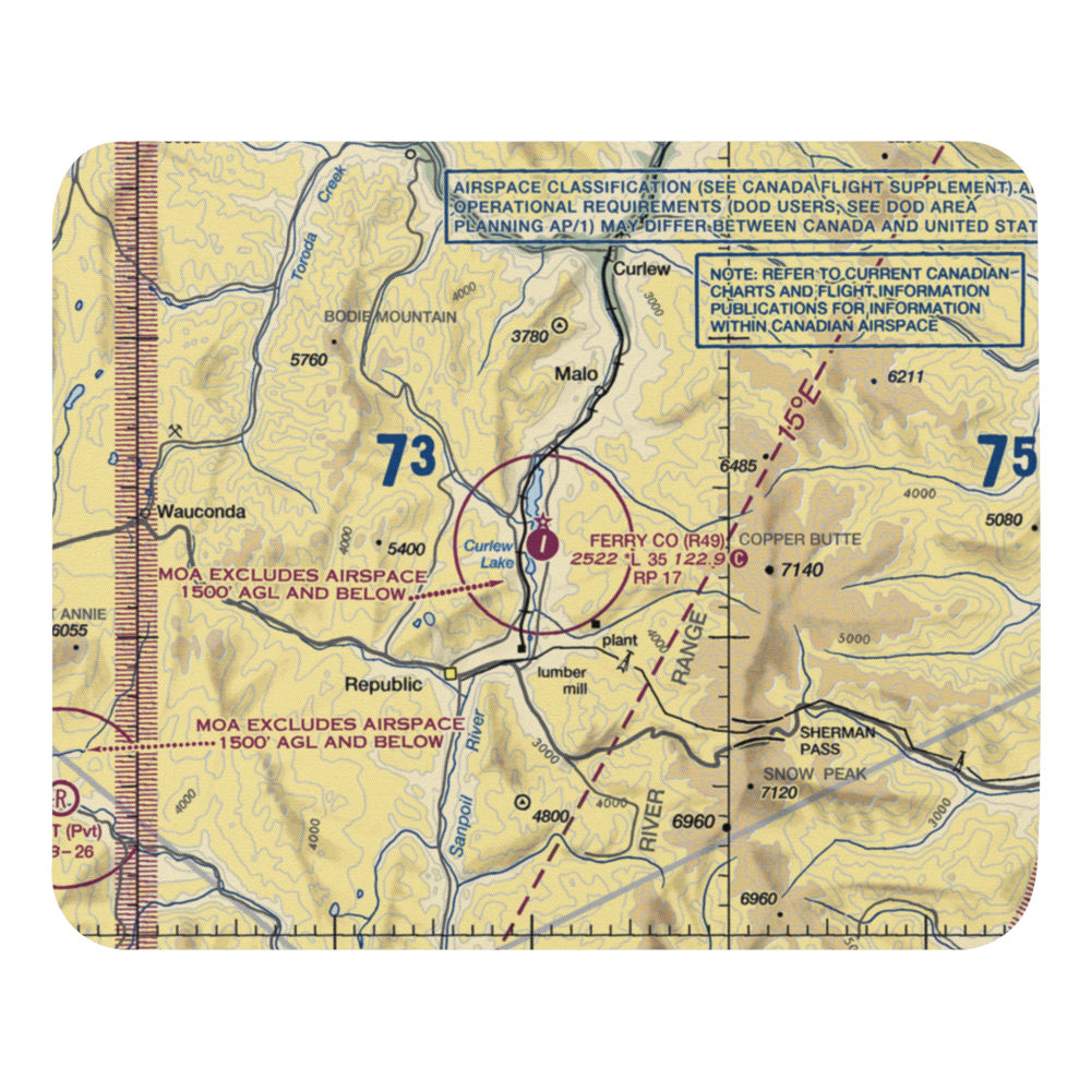 Ferry County Airport (R49) VFR Sectional Mouse Pad 
