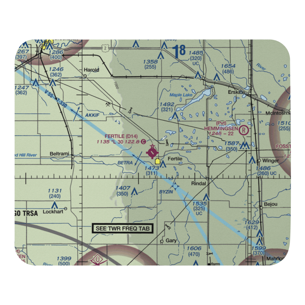 Fertile Municipal Airport (D14) VFR Sectional Mouse Pad 