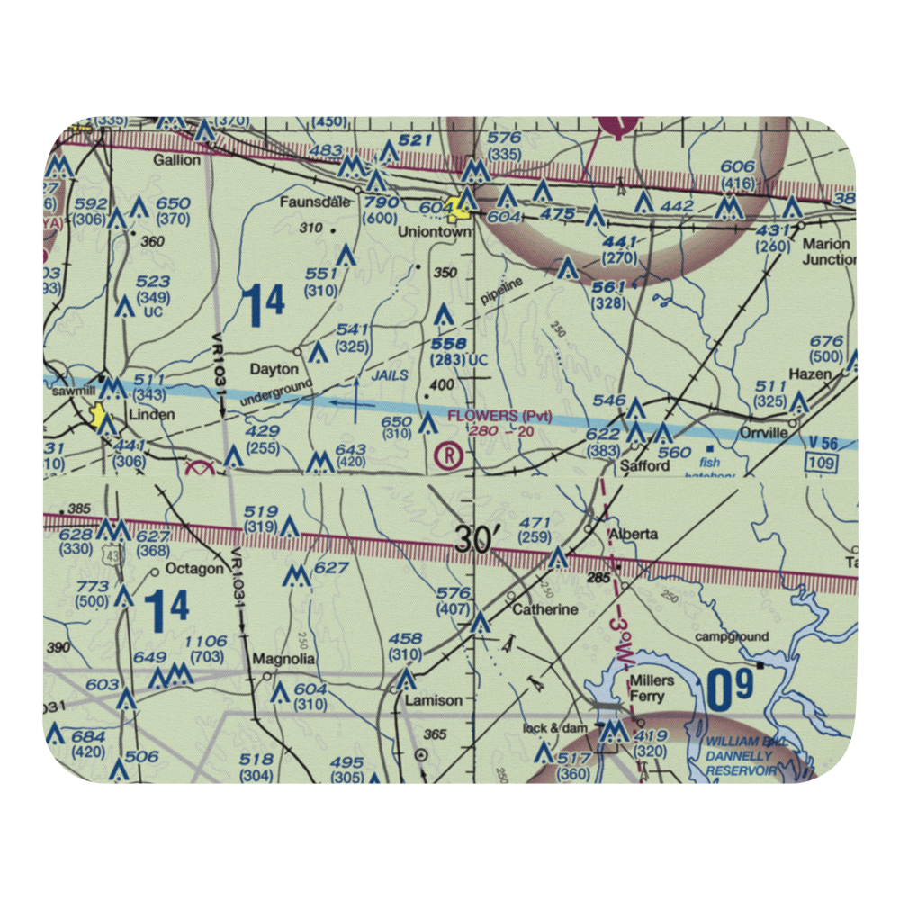 Flowers Field (3AL7) VFR Sectional Mouse Pad 