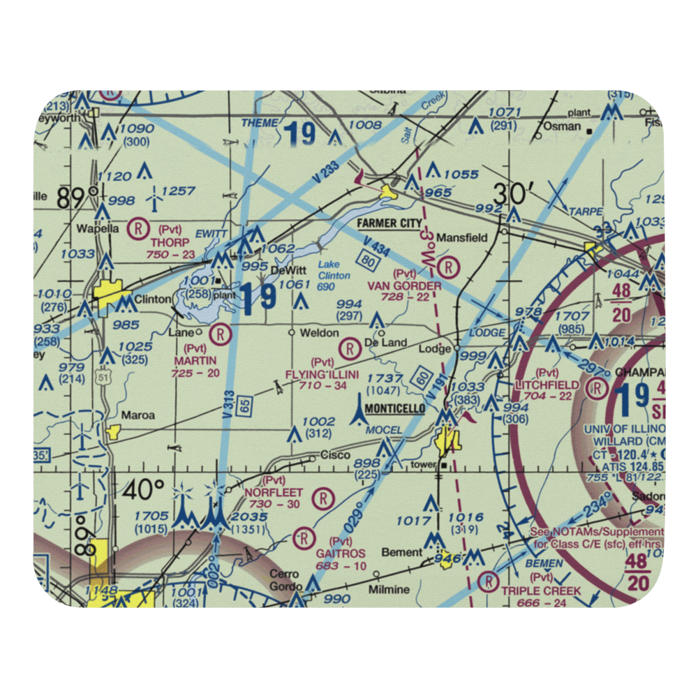 Flying Illini Airport (IL80) VFR Sectional Mouse Pad 