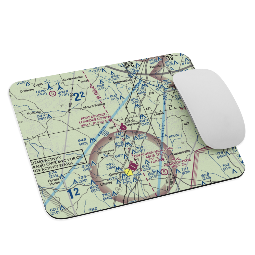 Fort Deposit Lowndes County Airport (67A) VFR Sectional Mouse Pad 
