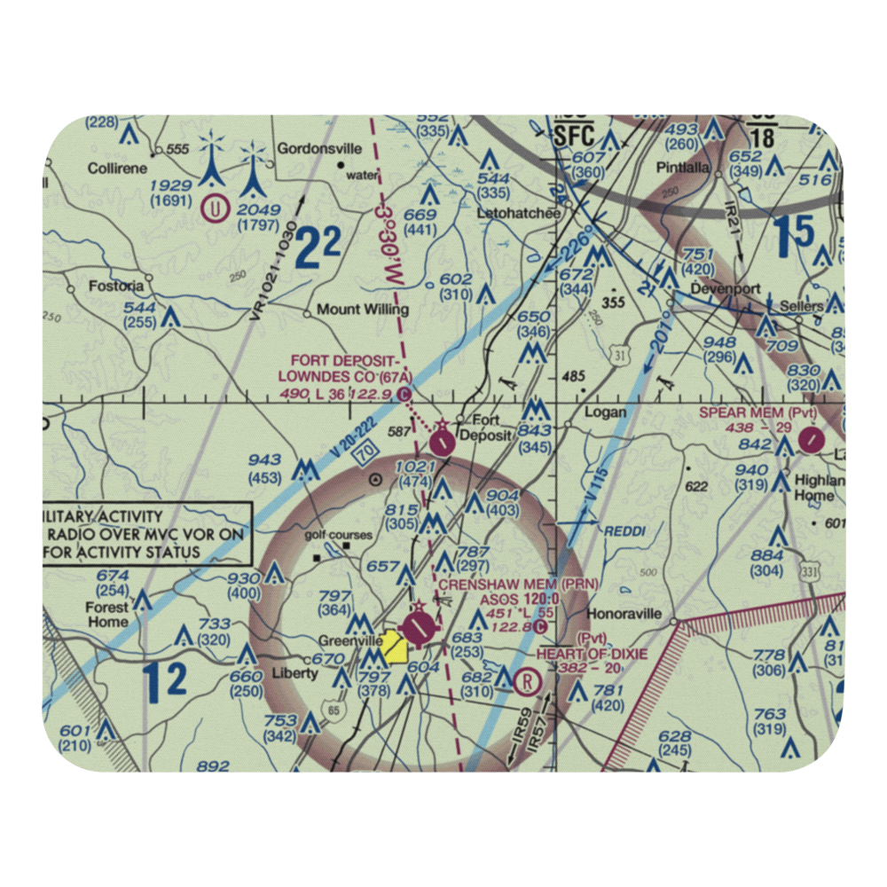 Fort Deposit Lowndes County Airport (67A) VFR Sectional Mouse Pad 