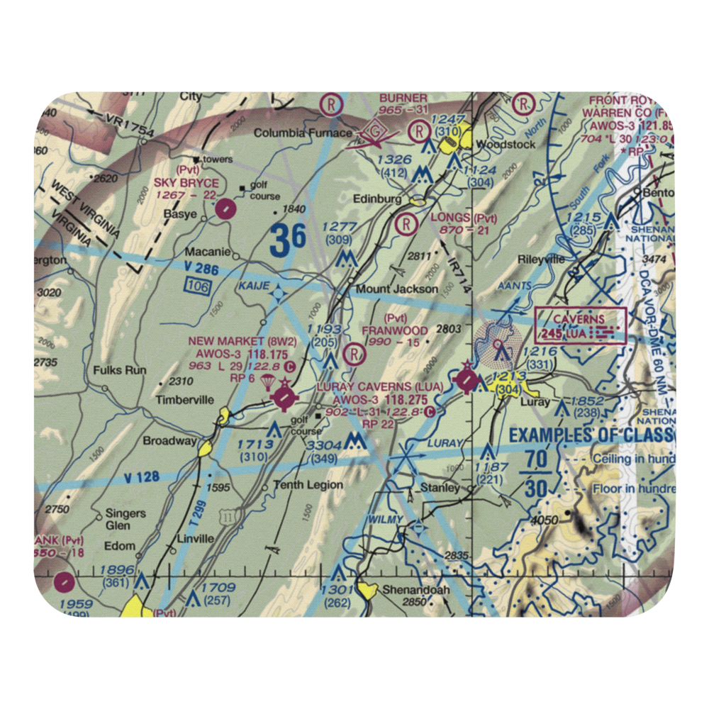 Franwood Farms Inc. Airport (9VA4) VFR Sectional Mouse Pad 