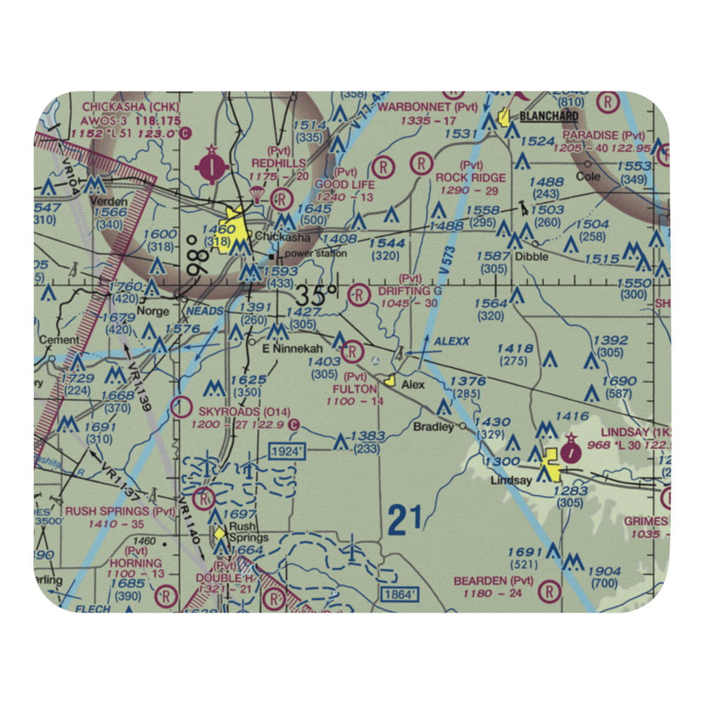 Fulton Airport (00AS) VFR Sectional Mouse Pad 