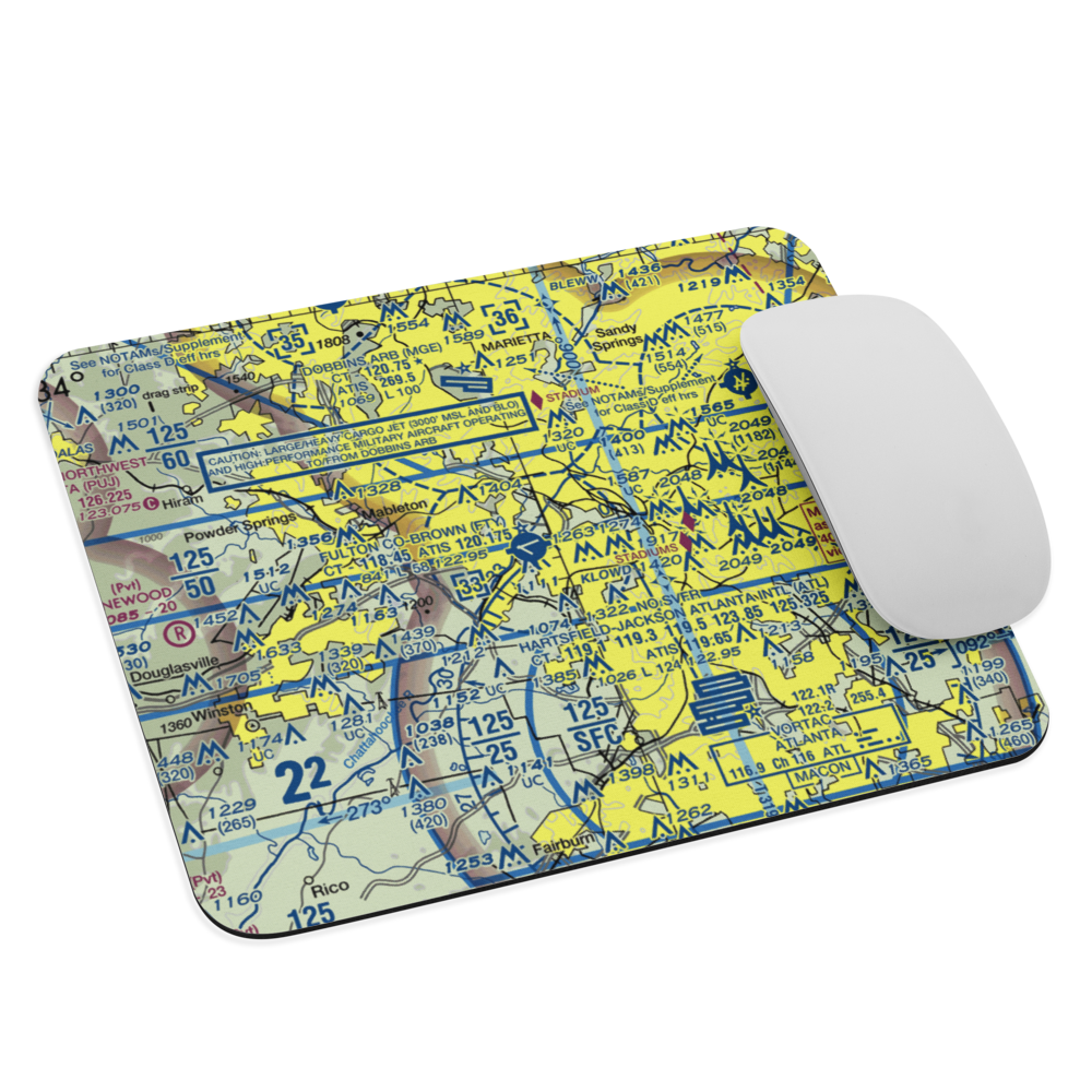 Fulton County Airport Brown Field (FTY) VFR Sectional Mouse Pad 