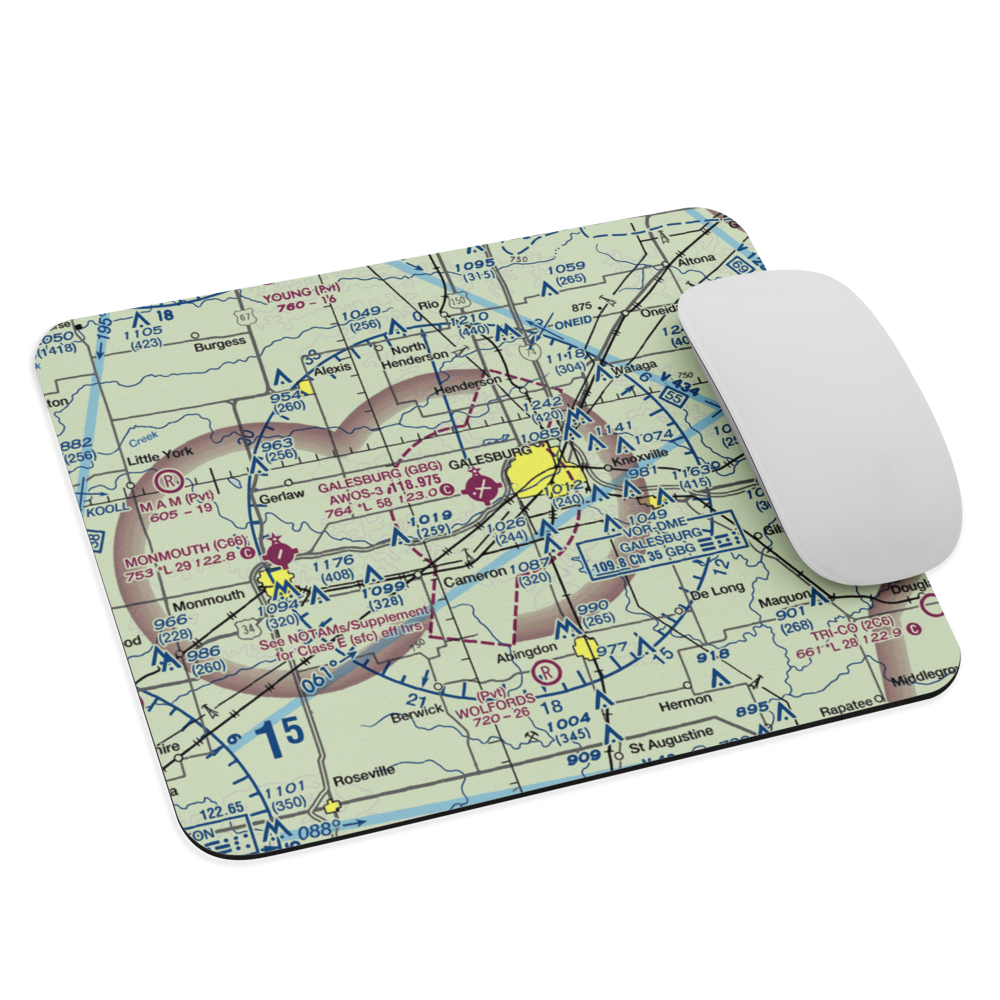 Galesburg Municipal Airport (GBG) VFR Sectional Mouse Pad 