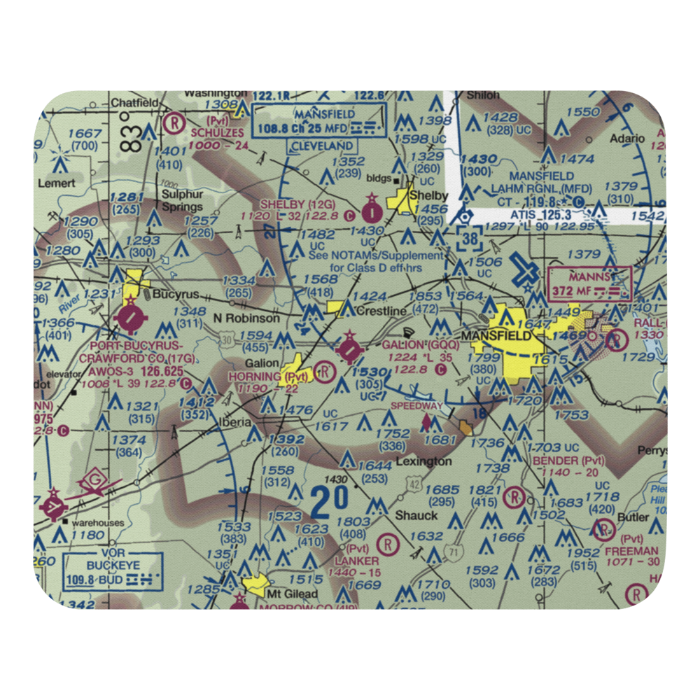 Galion Municipal Airport (GQQ) VFR Sectional Mouse Pad 