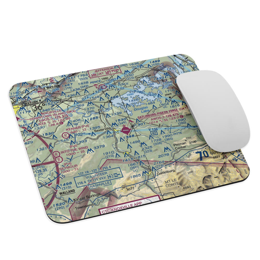 Gatlinburg-Pigeon Forge Airport (GKT) VFR Sectional Mouse Pad 
