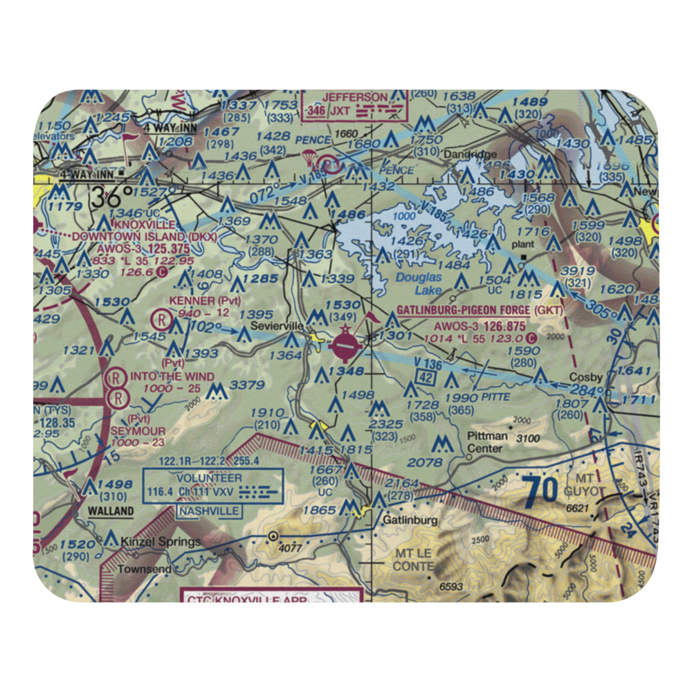 Gatlinburg-Pigeon Forge Airport (GKT) VFR Sectional Mouse Pad 