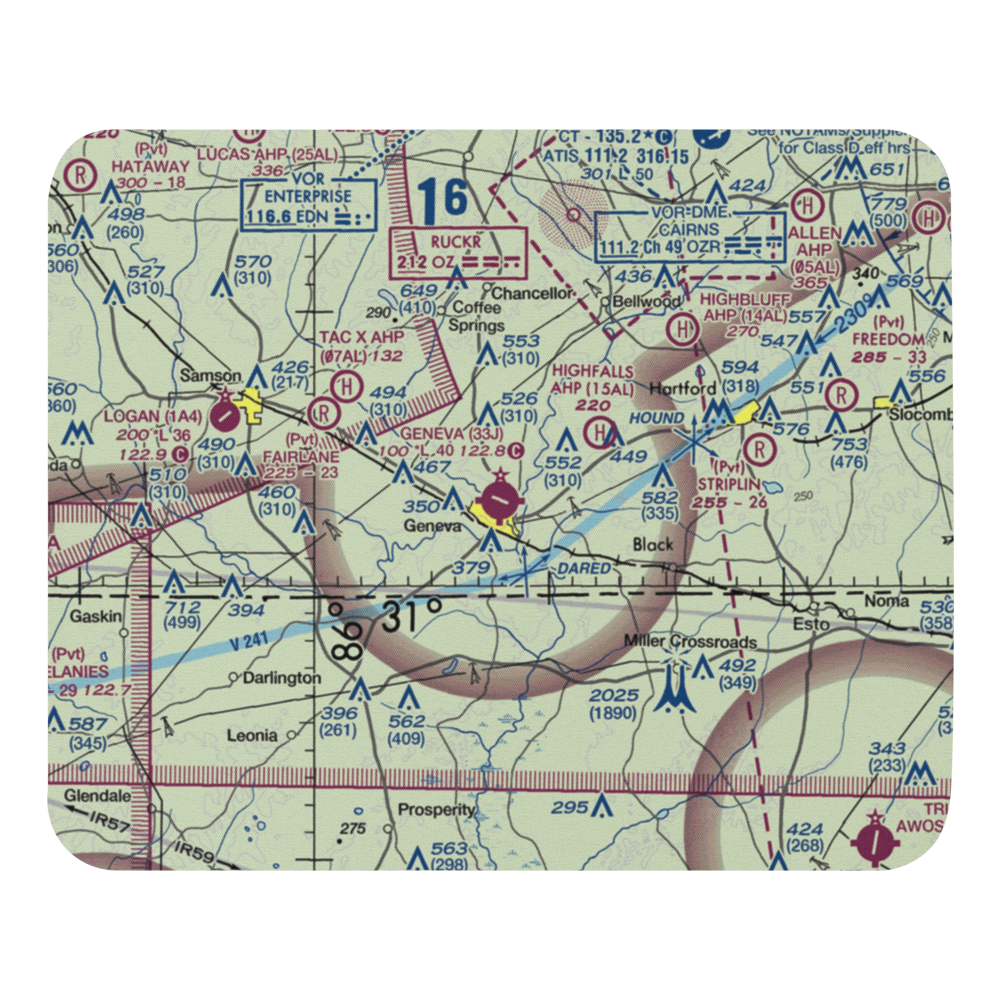 Geneva Municipal Airport (33J) VFR Sectional Mouse Pad 