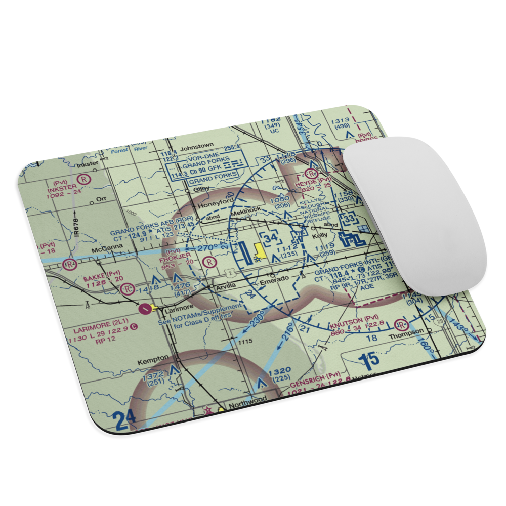 Grand Forks Air Force Base (RDR) VFR Sectional Mouse Pad 