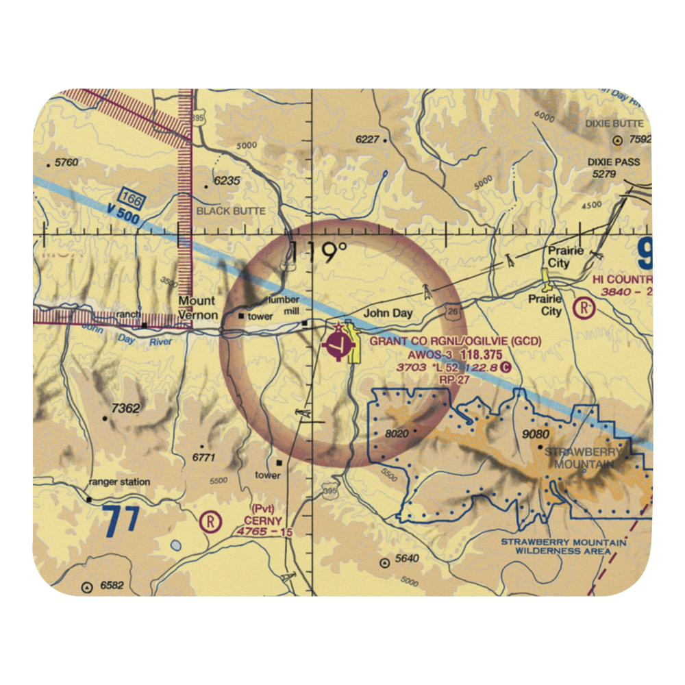 Grant Co Regional/Ogilvie Field (GCD) VFR Sectional Mouse Pad 