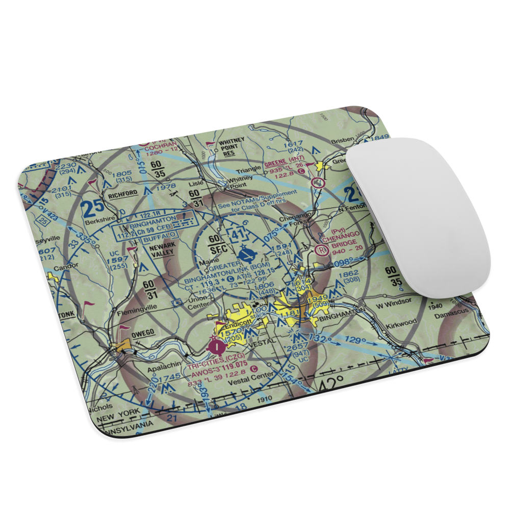 Greater Binghamton/Edwin A Link field (BGM) VFR Sectional Mouse Pad 