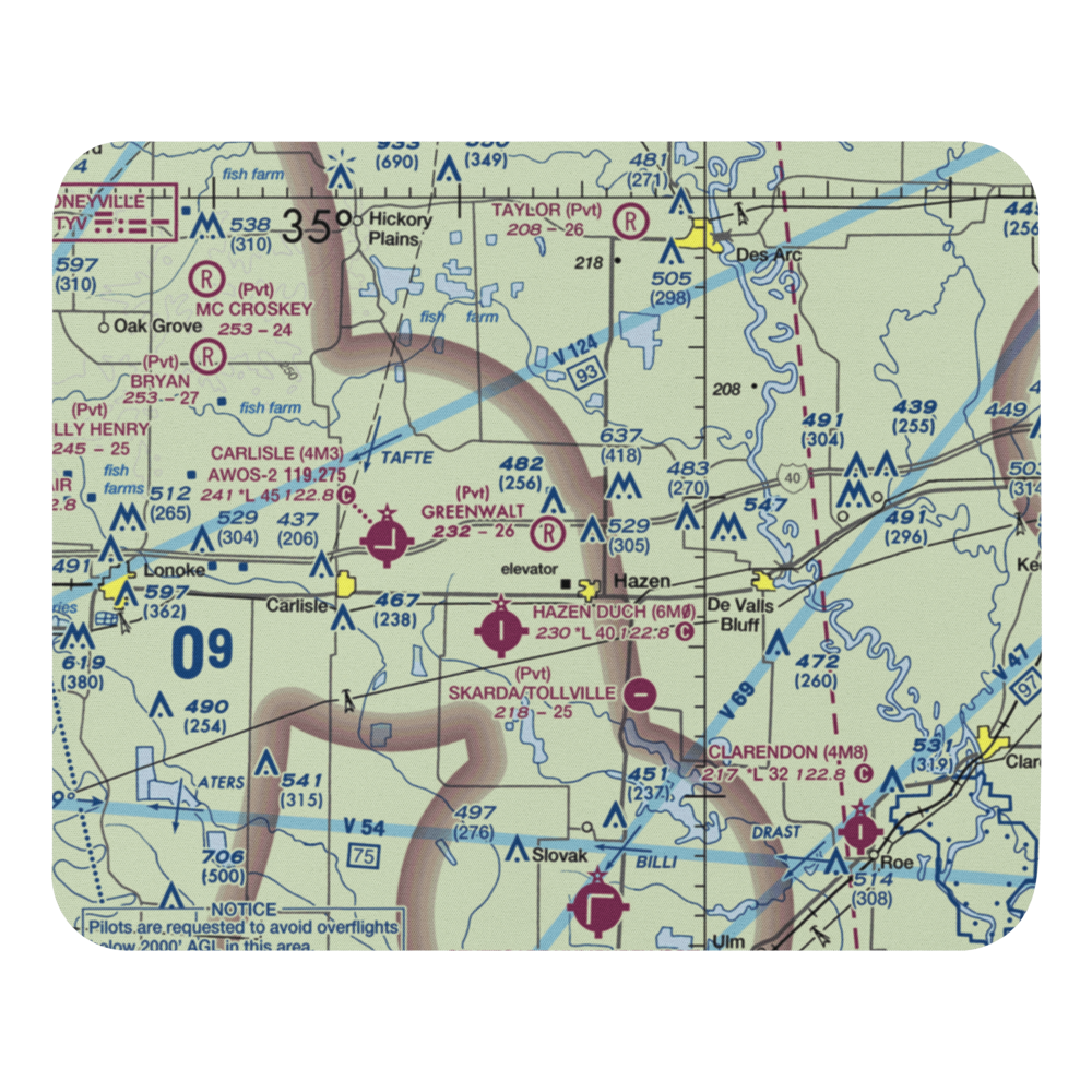 Greenwalt Company Airport (AR10) VFR Sectional Mouse Pad 