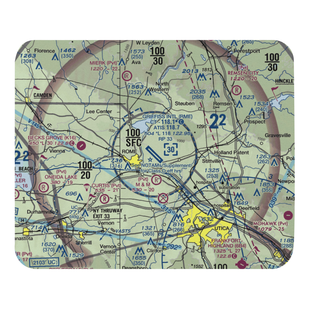 Griffiss International Airport (RME) VFR Sectional Mouse Pad 