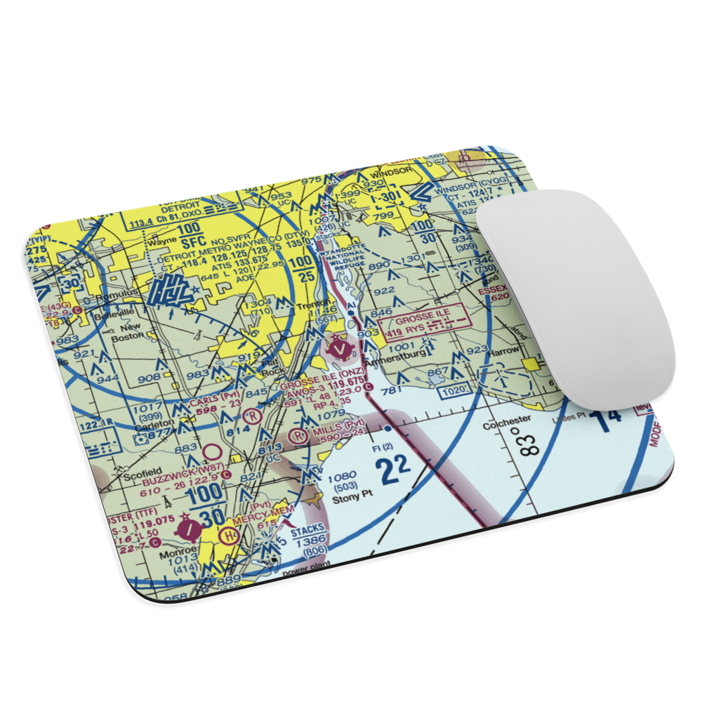 Grosse Ile Municipal Airport (ONZ) VFR Sectional Mouse Pad 