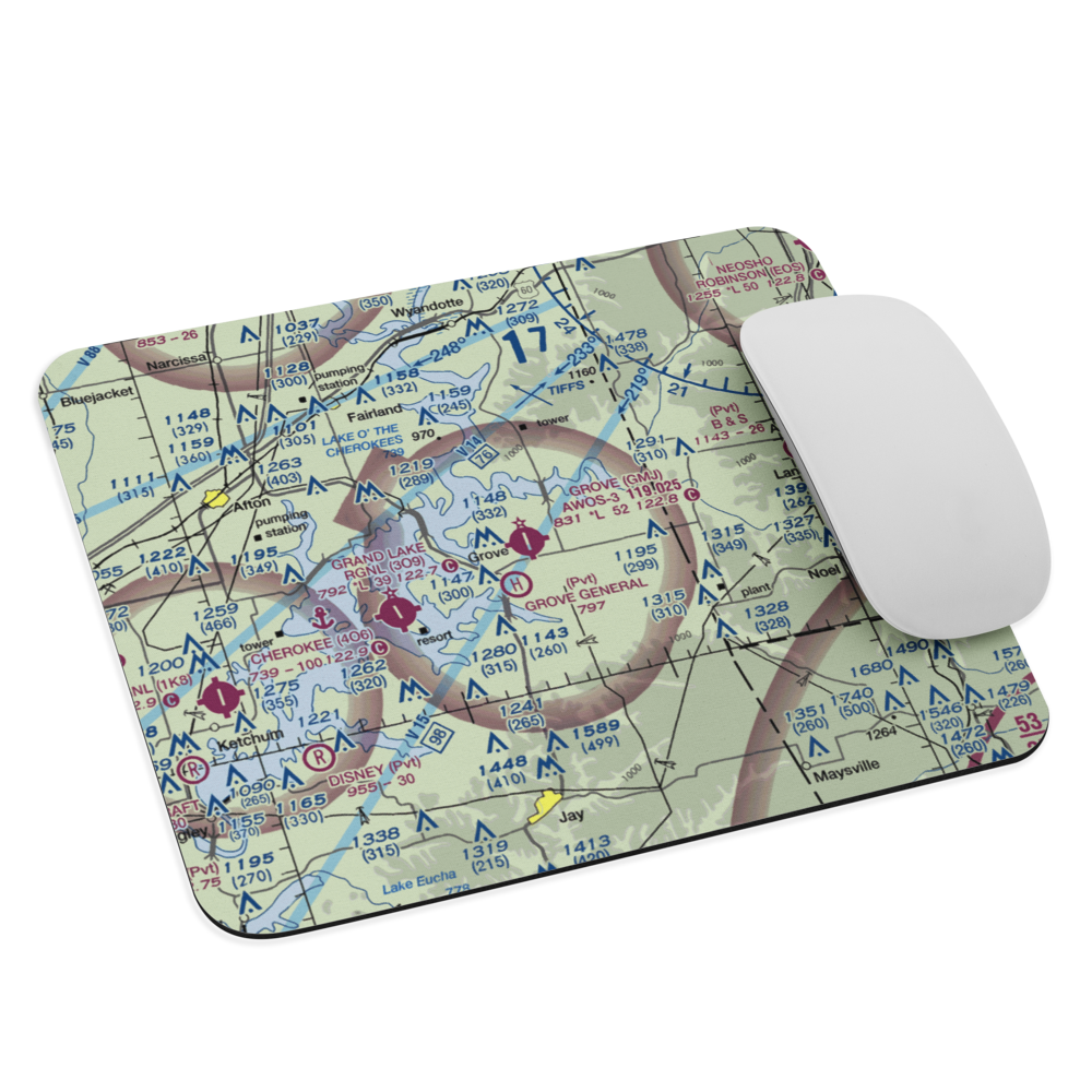 Grove Municipal Airport (GMJ) VFR Sectional Mouse Pad 