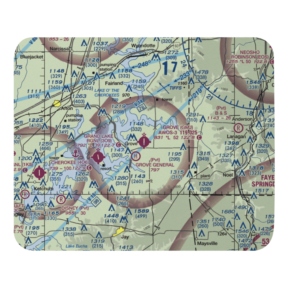 Grove Municipal Airport (GMJ) VFR Sectional Mouse Pad 