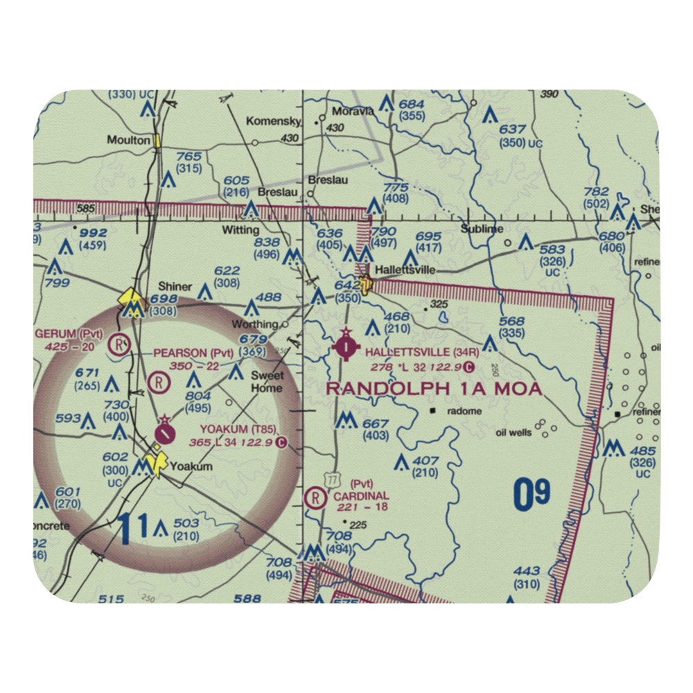 Hallettsville Municipal Airport (34R) VFR Sectional Mouse Pad 