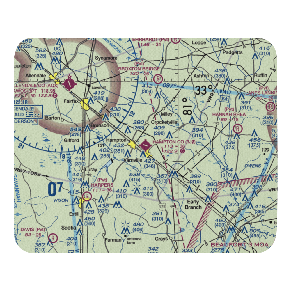Hampton County Airport (3J0) VFR Sectional Mouse Pad 