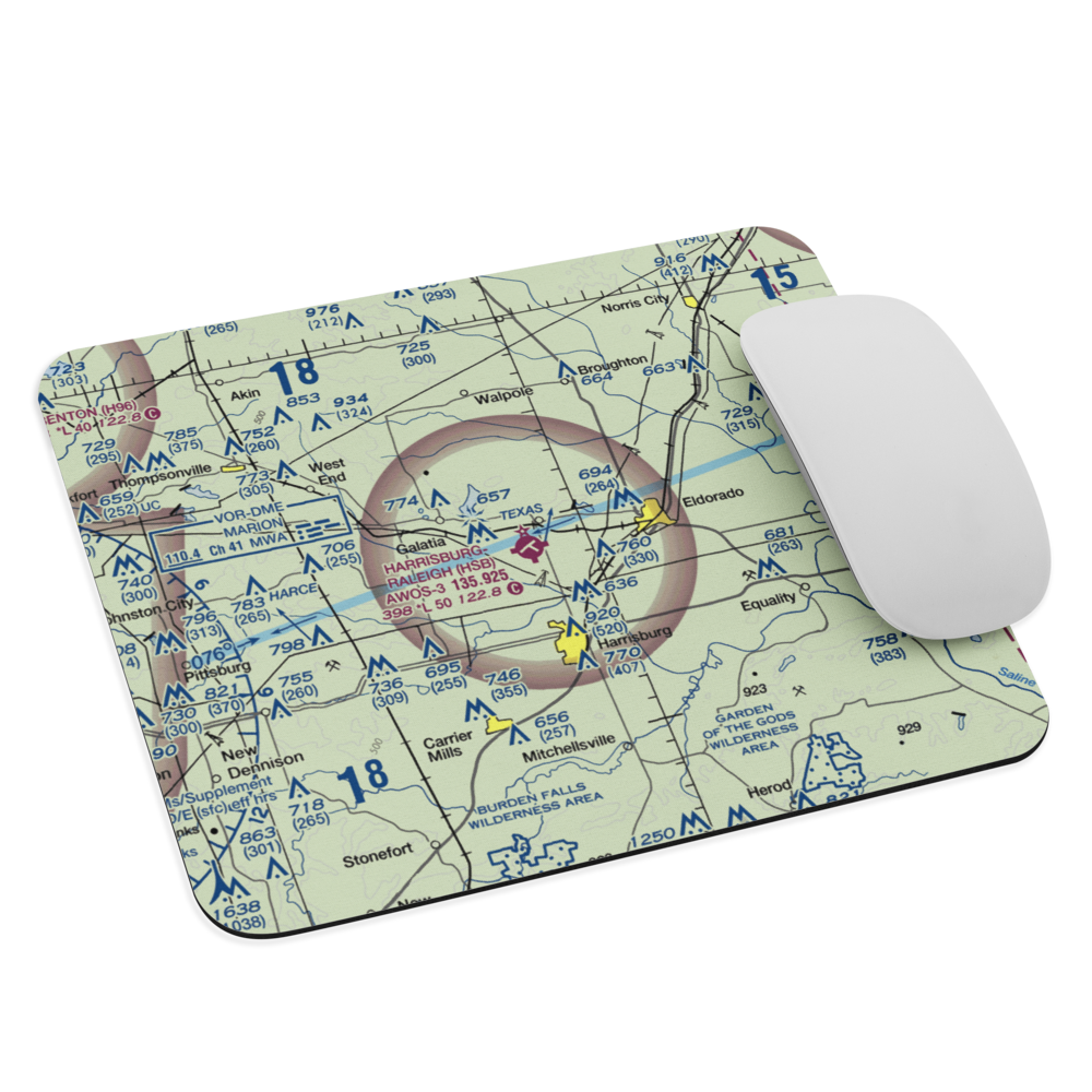 Harrisburg-Raleigh Airport (HSB) VFR Sectional Mouse Pad 