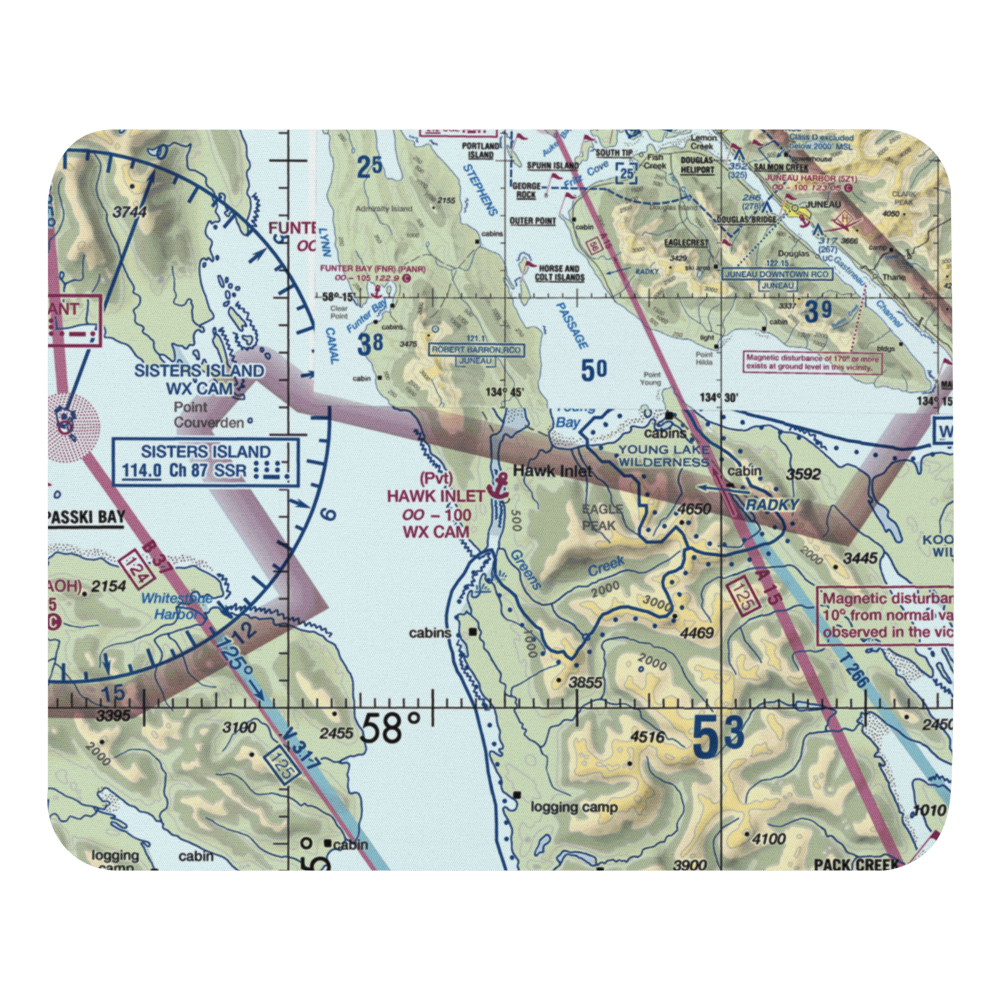 Hawk Inlet Seaplane Base (HWI) VFR Sectional Mouse Pad 