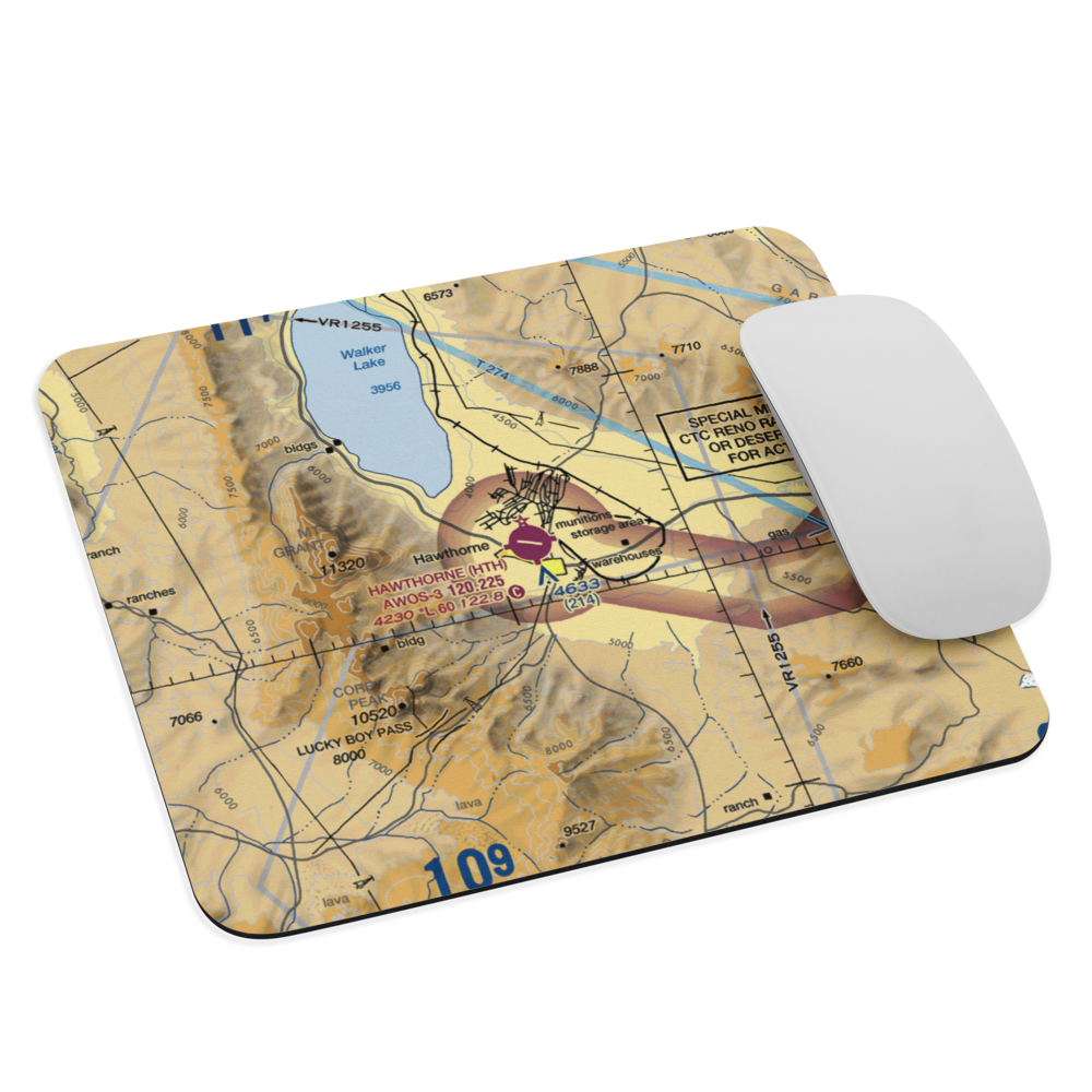 Hawthorne Industrial Airport (HTH) VFR Sectional Mouse Pad 
