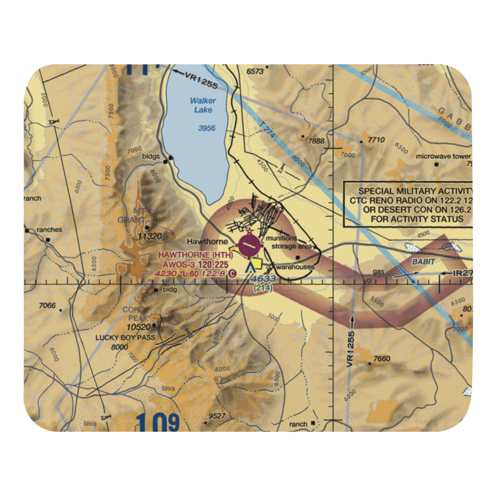 Hawthorne Industrial Airport (HTH) VFR Sectional Mouse Pad 