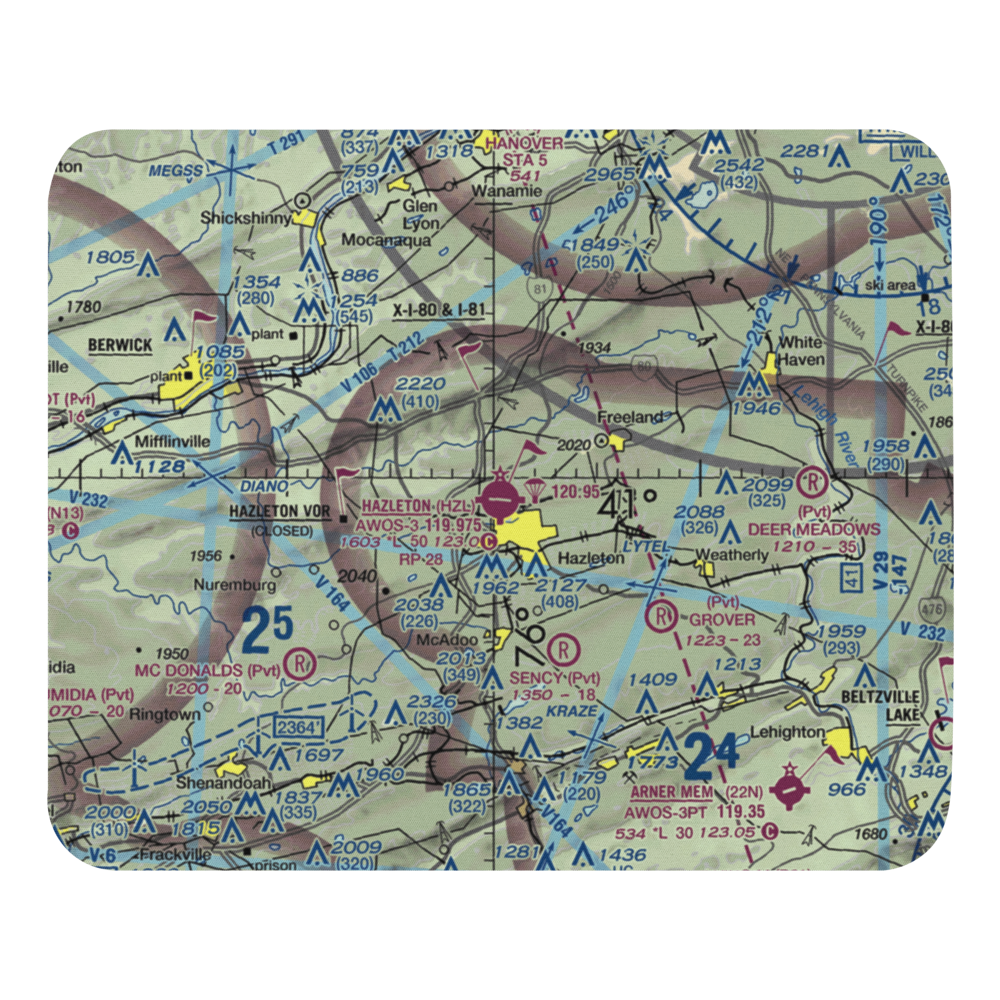 Hazleton Municipal Airport (HZL) VFR Sectional Mouse Pad 