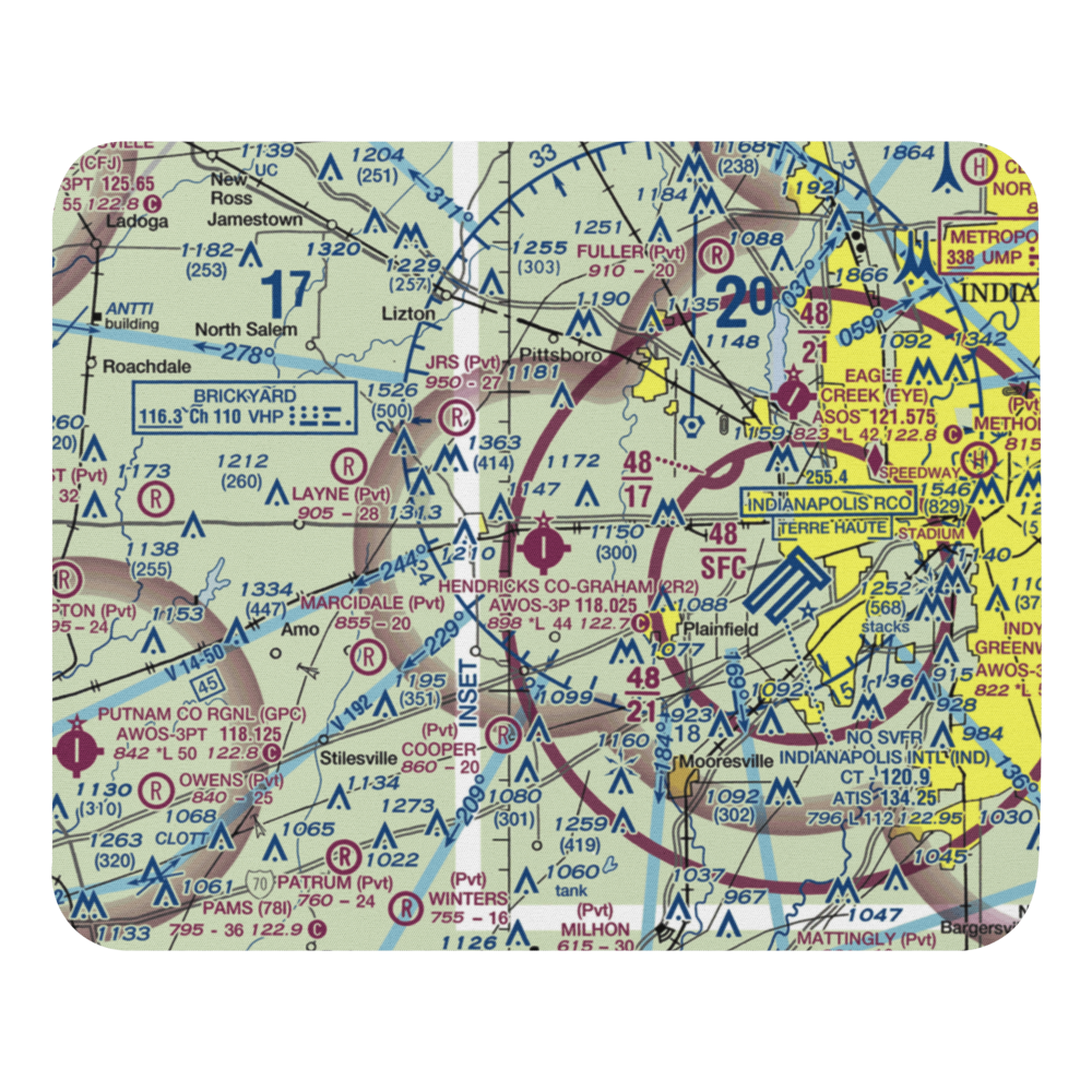 Hendricks County Gordon Graham Field (2R2) VFR Sectional Mouse Pad 