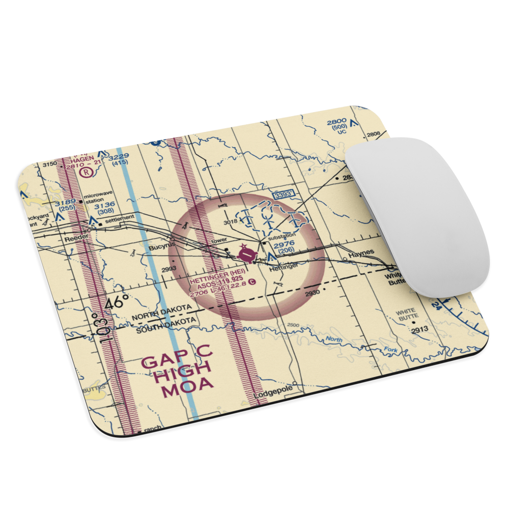 Hettinger Municipal Airport (HEI) VFR Sectional Mouse Pad 