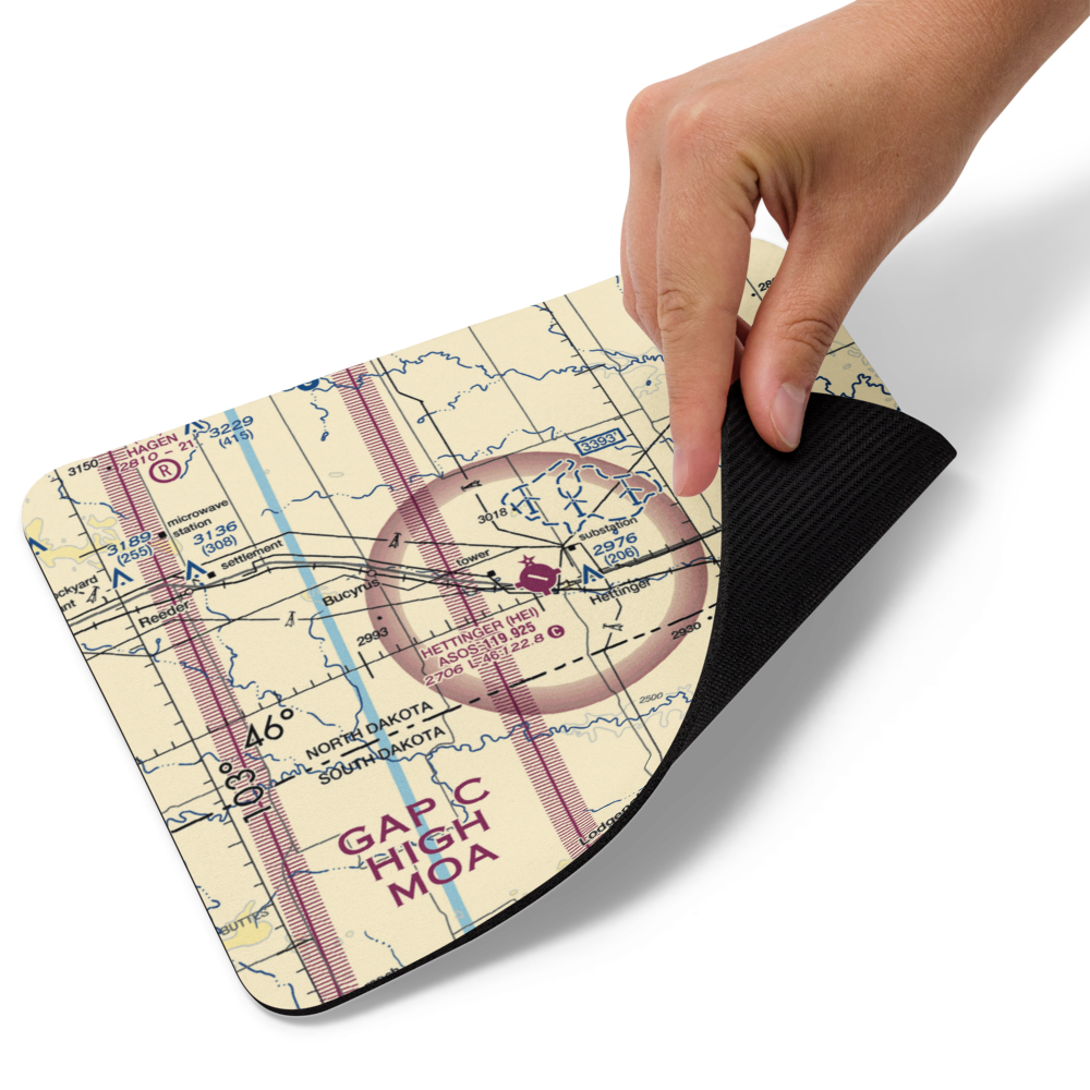 Hettinger Municipal Airport (HEI) VFR Sectional Mouse Pad 
