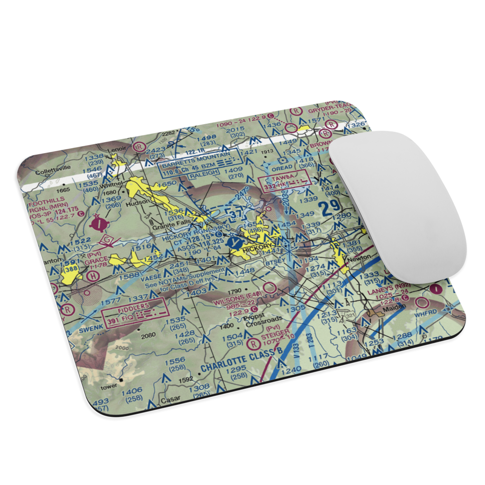 Hickory Regional Airport (HKY) VFR Sectional Mouse Pad 
