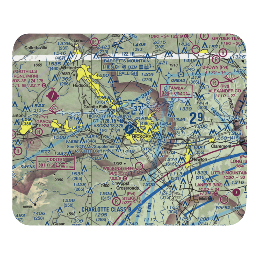 Hickory Regional Airport (HKY) VFR Sectional Mouse Pad 