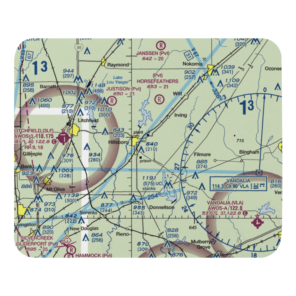 Hillsboro Municipal Airport (3K4) VFR Sectional Mouse Pad 