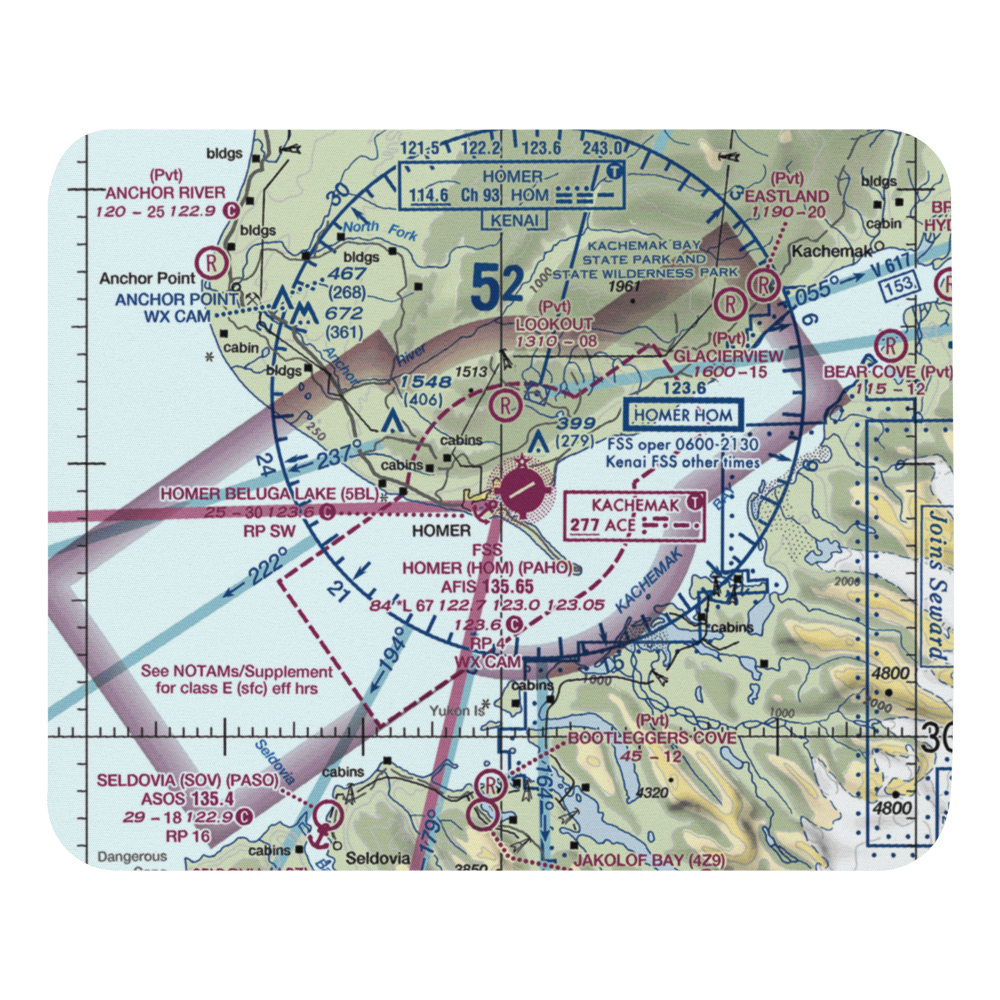 Homer-Beluga Lake Seaplane Base (5BL) VFR Sectional Mouse Pad 