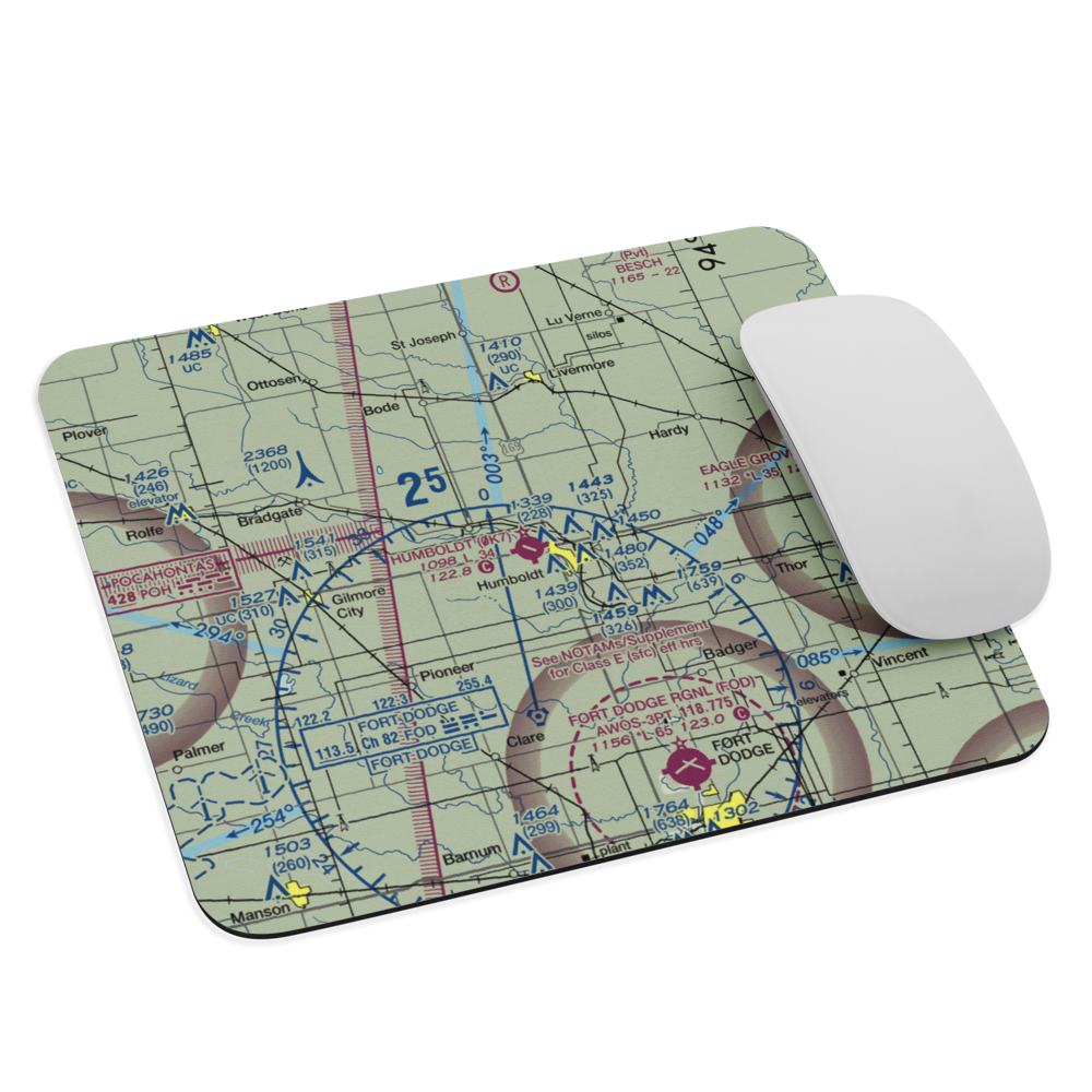 Humboldt Municipal Airport (0K7) VFR Sectional Mouse Pad 