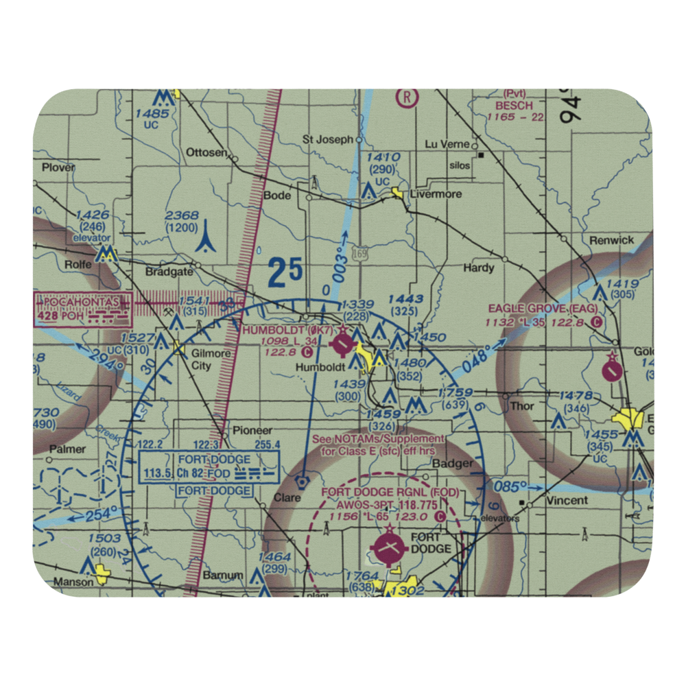 Humboldt Municipal Airport (0K7) VFR Sectional Mouse Pad 